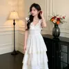 Vestido de Manga Estilo Francés para Mujer, Nuevo Modelo Verano 2026, Vestido Largo Suave y Dulce de Volantes con Cuello en V
