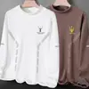 Camiseta térmica masculina de outono e inverno, camiseta de manga comprida, top de outono com gola alta, roupas masculinas de marca moderna, vestuário masculino de alta qualidade