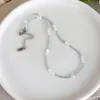 Collar de Conchas y Perlas Estilo Isla de Verano Cadena de Clavícula Azul en Capas Estilo Vacaciones en la Playa Accesorios para Mujer