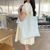 Nova Bolsa de Lona Bordada Floral Vazada para Primavera e Verão Feminina Fashionável Versátil Bolsa de Ombro Grande Capacidade Bolsa Tote para o Dia a Dia