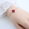 Pulsera de Acero Inoxidable de 13 mm con Trébol de Cuatro Hojas Flor Única Estilo Pastoral Pulsera Sencilla para Mujer No se Desvanece