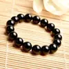 Pulsera de Pareja Negra Simple Ágata Imitación Obsidiana Cadena de Pulsera de Cristal para Hombres y Mujeres para Enviar a Novia Regalo del Día del Estudiante