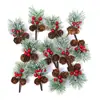 Árbol de Navidad de Pino con Agujas Cruzadas Decoraciones de Regalo Caja de Regalo Decoración Flor Artificial Baya Decoración Navideña Adornos Polvo de Nieve Copo de Nieve Aguja de Pino