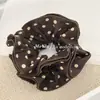 Goma para el pelo estilo coreano de cuatro capas con lunares, tela perezosa, scrunchie, moño elegante, cuerda para el pelo retro, flor