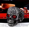 Anillo de Calavera Rubí de Moda para Hombre Estilo Europeo y Americano Retro Incrustado con Gema Roja Anillo de Cabeza Fantasma Joyería para Mano