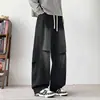 Jeans vintage para hombre personalizados/estilo americano de calle, con efecto desgastado, para otoño, corte holgado, color liso, corte recto, ligeramente acampanado, adelgazantes