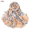Nuevo elegante versátil hilo de seda de alta calidad estampado floral para mujer bufanda ligera transpirable bufanda de seda chal de viaje