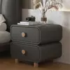 Mesita de noche Estilo Crema Nuevo Hogar Dormitorio Mesita de Noche de Cuero Simple Moderna Sin Instalación Pequeño Gabinete de Almacenamiento