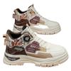 Botas Masculinas de Cano Alto Outono Juventude Esportivas Impermeáveis Resistentes ao Desgaste Antiderrapantes Sola Grossa Casuais Roupa de Trabalho Botas com Botão Giratório