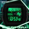 Reloj Deportivo Sanda de Doble Pantalla para Estudiantes de Secundaria, Montañismo al Aire Libre, Hora Mundial, Resistente al Agua, Cuenta Atrás, Versátil, Elegante Reloj Electrónico