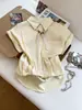 Bufanda de Seda de Lunares Franceses Corbata Cuello Polo Camisa de Manga Corta para Mujer Verano 2026 Nueva Camisa de Oficina Top Blanco