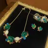 Oeste Medio Antiguo Chapado en Oro Cobre 18 Antiguo Vintage Dorado Combinación Joyería Verde Japonesa Sentido Visual Pendientes Pendientes Pesados