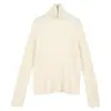 Suéter de cuello alto para mujer de lana de cachemira de alta calidad, nuevo suéter cálido de costilla ajustado de lana merino para otoño e invierno para mujer