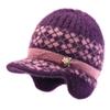 Chapéu de Inverno para Mulheres, Idosas, Chapéu de Lã Tricotado Quente com Forro de Fleece, Chapéu Pulôver com Proteção para Orelhas com Forro de Fleece para Mães de Meia-Idade e Idosas