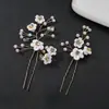 Nuevo Peine para el Cabello con Flor de Rosa Blanca, Perla y Pedrería, Peine de Flor de Cerámica Hecho a Mano Transfronterizo, Set de Accesorios para el Cabello de Novia