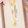 Colar Corrente de Clavícula com Pingente de Caractere Fu Dourado com Areia, Mesmo Estilo do Livro Vermelho, Novo Estilo Chinês da Moda, Alto Padrão, Luxo Leve, Pingente de Fortuna