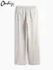 Pantalones Anchos de Lino para Mujer, Corte Holgado, Estilo Delgado de Verano, Caída de Algodón y Lino, Cintura Alta, Pantalones Largos Rectos Adelgazantes