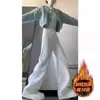 Calça Jeans Branca de Alta Qualidade Versátil Perna Larga Estreita Outono 2024 Nova Plus Size Cintura Alta Emagrecedora Calça de Perna Larga