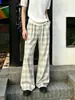 Pantalones a cuadros casuales retro americanos transfronterizos para hombre, de verano, relajados, de corte recto holgado, deportivos, de pierna ancha