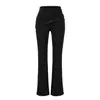 Conjunto de Roupa Feminina para Outono: Blusa Manga Longa Slim Fit com Gola Assimétrica Inclinada 'Pure Desire 2025' e Calça Casual Flare que Abraça o Quadril