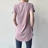Ropa de yoga de manga corta de verano, nueva, de longitud media, que cubre la cadera, adelgazante, de secado rápido, transpirable, camiseta deportiva de fitness para mujer, fina