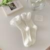Calcetines de encaje estilo Lolita para primavera y verano, calcetines de estudiante dulces de encaje de doble puntada, calcetines finos de algodón de color liso para mujer