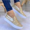 Transfronterizo 2022 Verano Nuevos Mocasines de Suela Gruesa Planos Casuales de Lentejuelas Zapatos Planos para Mujer Zapatos para Mujer Talla Grande Exportación Zapatos para Mujer