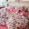 Juego de tres piezas de terciopelo de leche para dormitorio estudiantil, funda de edredón de forro polar de doble cara para otoño e invierno, juego de cuatro piezas cálido y engrosado de forro polar de coral
