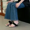 Sandalias de cuña slip-on Chuyuji de estilo francés de alta gama con hebilla metálica para mujer, uso casual de verano, suela suave versátil