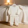 Conjunto de Ropa Interior de Algodón para Niños Otoño e Invierno, Capa Base de Dibujos Animados Sin Costuras, Ropa de Casa para Bebé con Botones en el Hombro, Ropa y Pantalones de Otoño