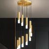 Lustre de escada moderno luz luxo simples requintado lustre duplex edifício villa escada vazia girando lâmpadas penduradas longas