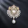 Broche de Gota de Agua, Estilo Europeo y Americano, Exagerado y Grandioso, Pin Colorido, Broche de Cristal Vintage, Pin de Solapa Estilo Corte, Accesorio para Traje y Qipao