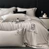 Lujo Ligero de Alta Gama Seda Lavada Verano Juego de Cuatro Piezas Verano Sedoso Desnudo Edredón Cubre Edredón Sábanas Ropa de Cama Juego de Tres Piezas