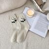 Calcetines de Lana de Invierno 2025 para Mujer, Calcetines Lindos de Cachemir con Panda Afelpado, Calcetines Versátiles Japoneses Engrosados Cálidos de Media Pantorrilla para Mujer