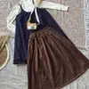 Conjunto de Ropa Estilo Mori para Niñas 2026 Primavera y Otoño Nuevo de Moda Estilo Coreano Conjunto de Vestido Chaleco de Lunares en Capas y Falda