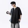 Camiseta de Manga Corta Gris Falsa de Dos Piezas para Hombre Verano 2025 Nueva Marca de Moda Todo Fósforo Camiseta de Media Manga Nariz Pequeña para Hombre