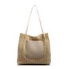 Bolsa Tote de Palha Popular de Grande Capacidade para Mulheres 2025 Verão Nova Bolsa de Ombro Versátil Bolsa Fashionable para Trabalho e Deslocamento