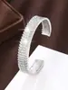 Pulseras de Nuevo Estilo Europeas y Americanas, Sencillas y Elegantes, Completamente Incrustadas con Circonia, Pulsera Abierta, Joyería de Lujo de Alta Gama