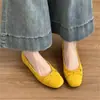 Sapatilhas Suede com Laço para Aumentar a Altura para Mulheres 2025 Primavera Novo Estilo Raso de Calçar Sapatos Estilo Ballet Francês Mary Jane