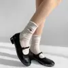 Calcetines de Rizo para Mujer de Tubo Medio Calcetines Huecos Apilables Calcetines Blancos con Lazo Calcetines Blancos Pequeños Japoneses