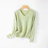 Suéter de Tricô Gola V 30% Lã Cashmere para Mulheres, Outono e Inverno, Macio e Amigo da Pele, Estilo Elegante para o Dia a Dia, Roupa de Baixo para Outono e Inverno