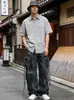 Calça Jeans Wide-Leg de Sarja com Bolsos Múltiplos e Tinta Salpicada Desgastada para Homens, Novo Estilo de Primavera com Fitas, Calça Longa Casual Solta para Casais, Estilo Feminino