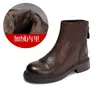 Botines de tobillo de cuero de vaca de primera capa de alta calidad, estilo retro británico para mujer, nueva colección otoño/invierno 2026, con forro de felpa, cremallera trasera y tacón grueso, parecidos a los botines Martin