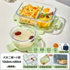 Pote de Vidro Espesso para Micro-ondas, Marmita, Caixa Bento, Tigela de Sopa, Recipiente de Alimentos Compartimentado Selado para Levar Refeições para o Trabalho