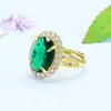Anillo de Vidrio Verde Estilo Británico Aiyu Anillo Imitación Esmeralda Comercio Electrónico Transfronterizo Venta al por Mayor en Vivo S5112506