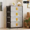 Armario Plegable de Almacenamiento sin Instalación Caja de Plástico Multicapa Zapatero Multifuncional Armario de Almacenamiento Misceláneo para Dormitorio del Hogar Sala de Estar