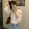 2026 Estilo Nuevo Chic Coreano Dulce Niña Bordada Hueca con Cordones Ligera Holgada Camisa