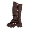 Botas de Mujer Tallas Grandes Transfronterizas, Tallas 36-46, Botas de Montar Naranja Metálico, Cómodo Forro de Lycra, Botas Largas de Comercio Exterior de 6 cm de Altura