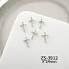 Acessórios para Unhas Cruz de Prata Pura Coração de Corvo, Estilo Versátil Retro Doce e Cool, Decorações para Unhas Cravejadas com Diamantes