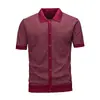 Comercio Exterior Talla Europea Verano Hombre Manga Corta Polo Botones Cárdigan Estilo Old Money Camiseta de Punto para el Día a Día Top Versátil